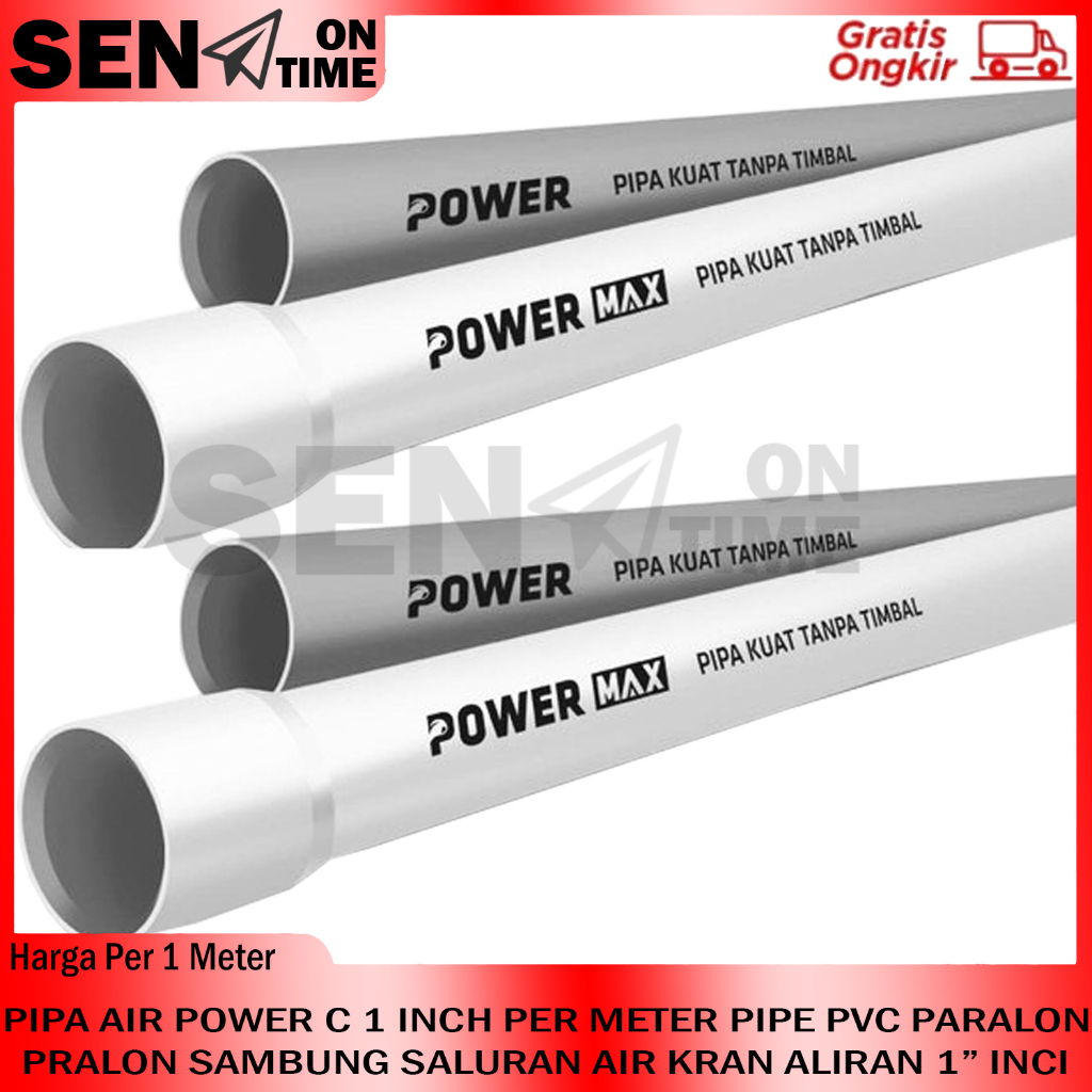 PIPA PVC 1 INCH POWER C PER METER PIPE PARALON PRALON PUTIH AIR 1” INCI INCHI IN PERALON UPVC SALURA