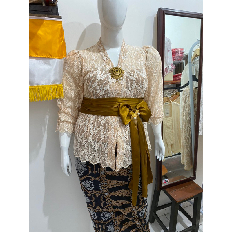 Kebaya Brokat Daun Big Size Plus Size Jumbo, One Set Kebaya Jumbo LD 110 / 120 / 130