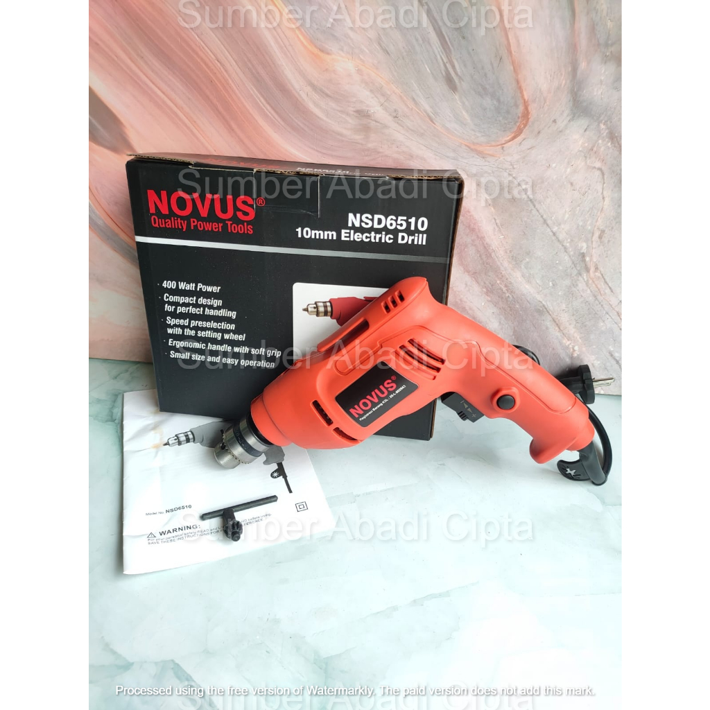 NOVUS NSD6510 10 MM Bor Tangan Listrik Besi Kayu Bolak Balik 10mm 400W