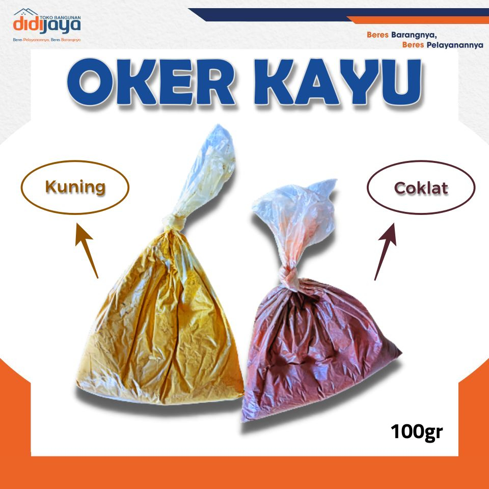 Oker Plitur Kayu - OKER MERAH - OKER KUNING - OKER JATI KUALITAS SUPER kemasan 100gr MURAH