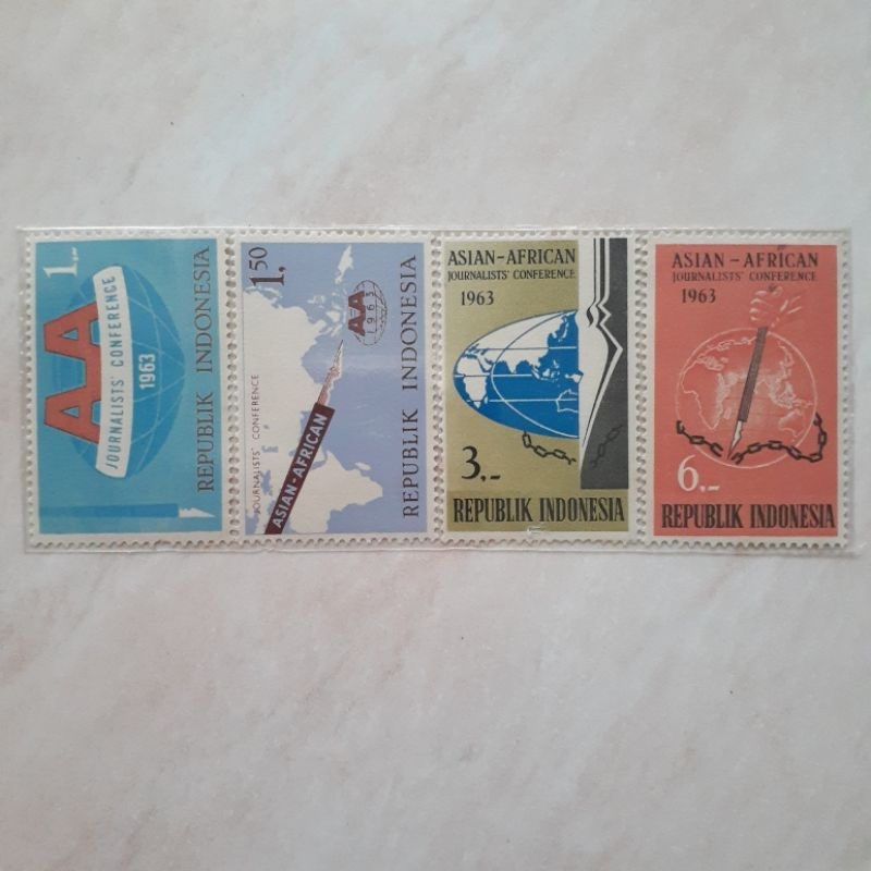 

(A) Perangko Indonesia Konferensi Wartawan Asia Afrika Tahun 1963 set lengkap 4pc