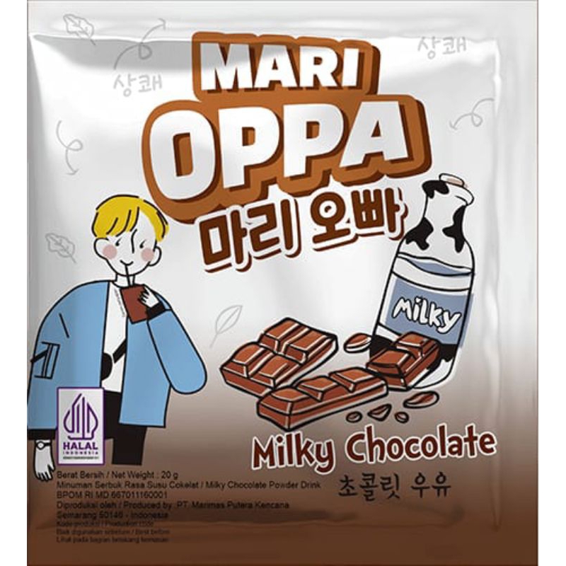 

Minuman Mari Oppa/Mari Oppa Milky Drink 1 Renceng isi 10 sachet