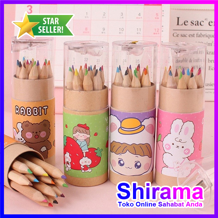 

Pensil Warna 12 IN 1 + Serutan Pensil Color Pencils | Pensil Warna Karakter Kemasan Tabung | Pensil warna murah
