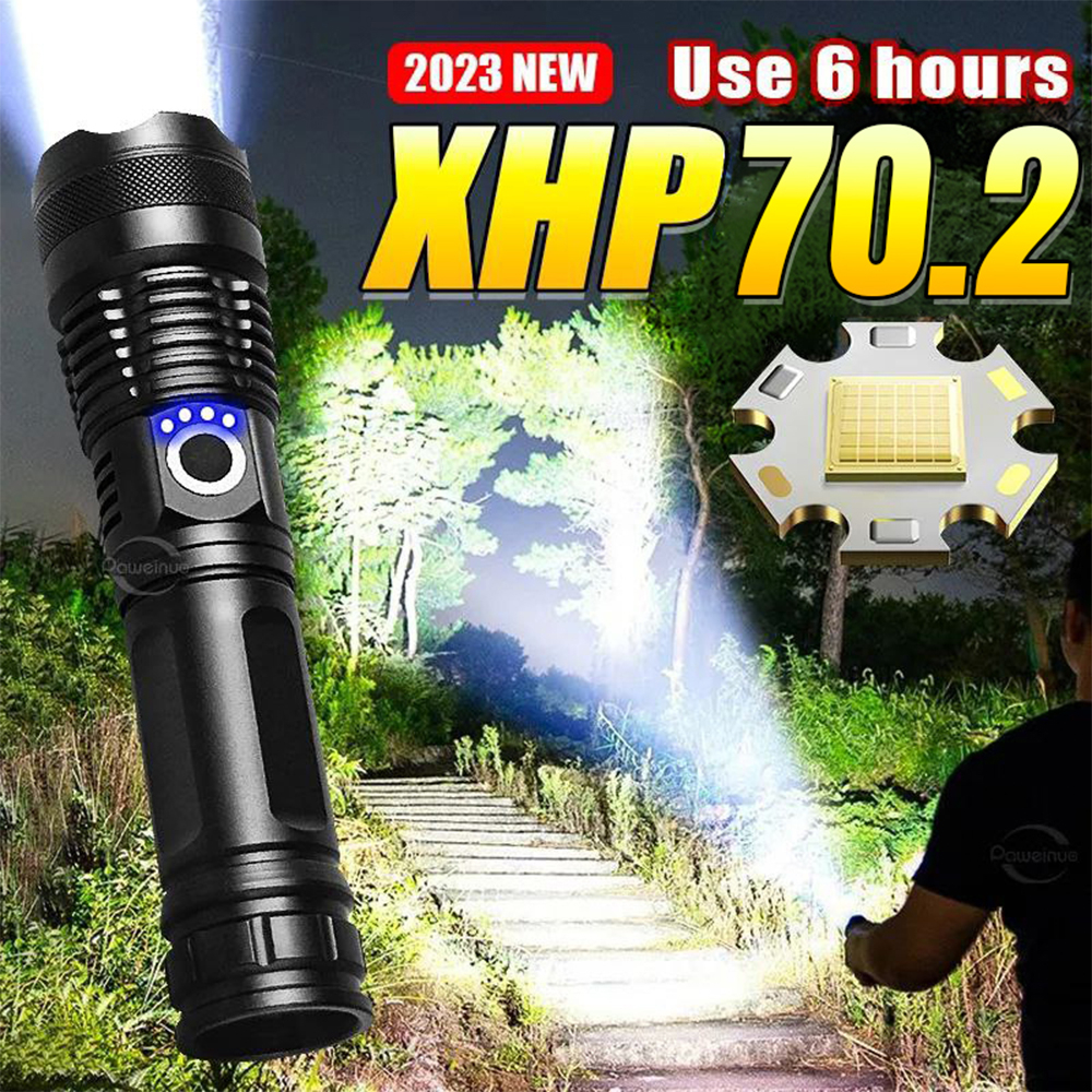 Anbolt Senter LED Super Terang 26650 Baterai Senter LED COB Swat Police Senter Xhp70 Flashlight Rech