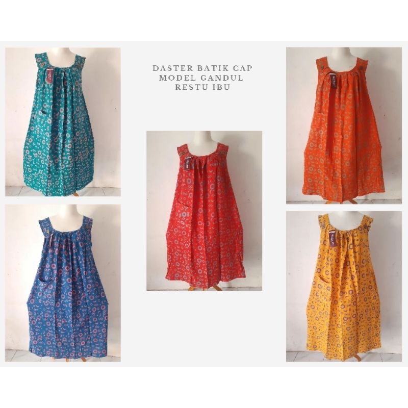 Daster batik cap solo jumbo premium tanpa lengan restu ibu