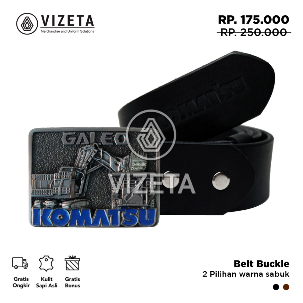 Sabuk Tambang Komatsu Ikat Pinggang Pria Gesper Kulit Belt Buckle Souvenir Aksesoris Murah By Vizeta