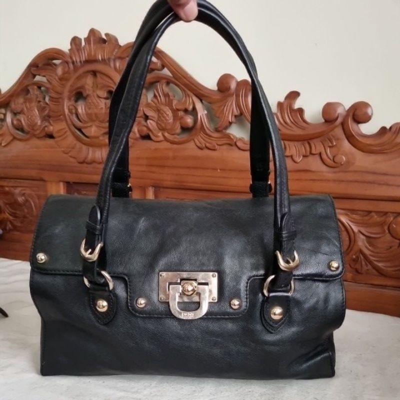 Preloved DKNY Leather Handbag - Tas Wanita Branded Kulit Asli