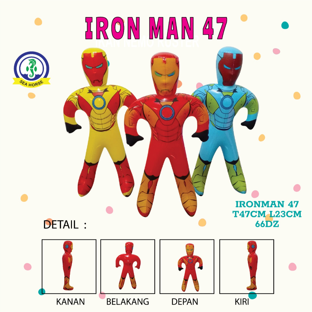 Mainan Balon Tiup Karakter Superhero IronMan Bahan Premium PVC SNI Best Quality
