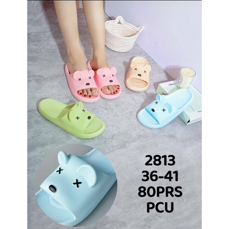 Sandal Selop Jelly Wanita Dewasa Motif Bear/ Sandal Selop Jelly Import Laluna 2813/ Sandal Selop Jel