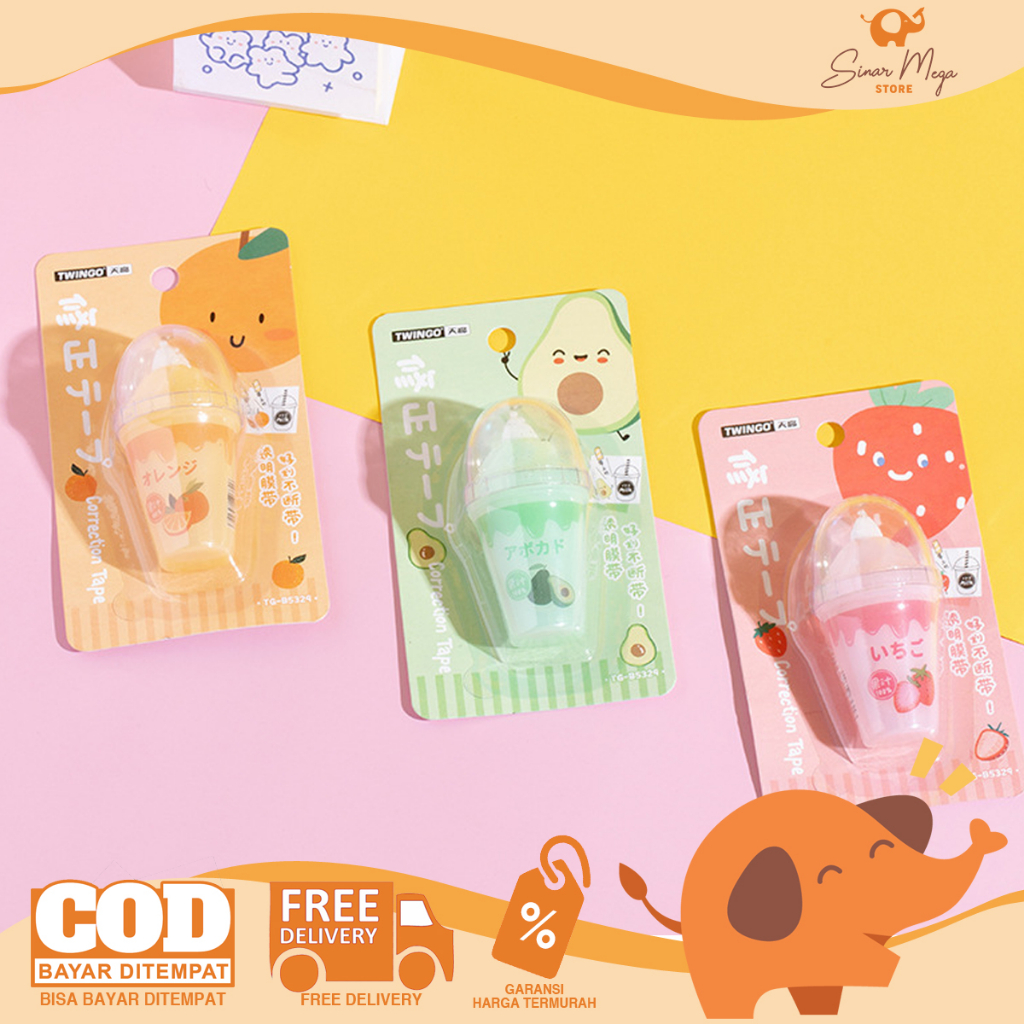 

Twingo Tiny Fruit Shake Mini Correction Tape / Tip Ex Kertas Bentuk Juice Tip Ex mini Lucu