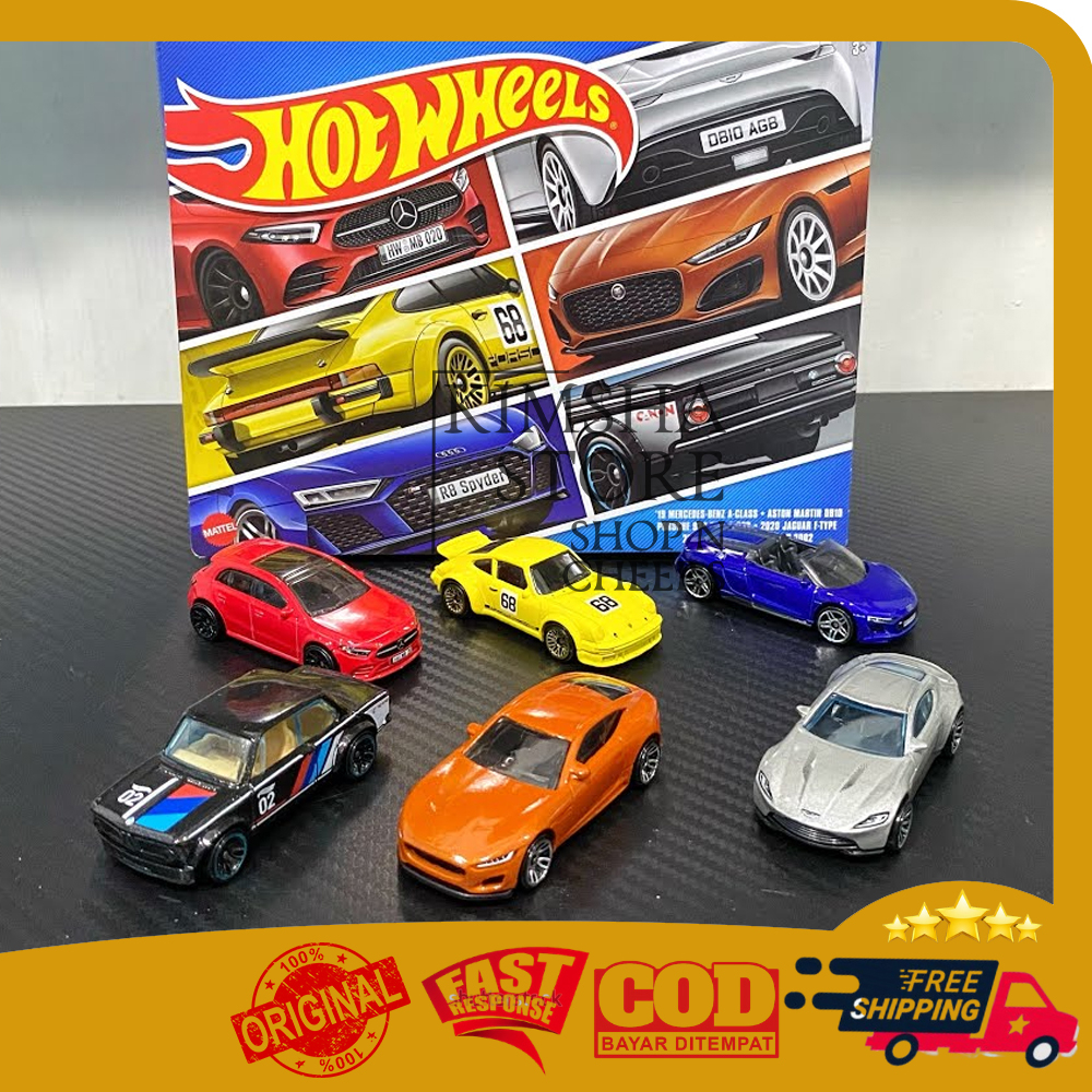 Hot Wheels European 6 Car Pack Mercedes Benz A Class BMW 2002 Audi R8 Spyder Aston Martin DB10 Porsc