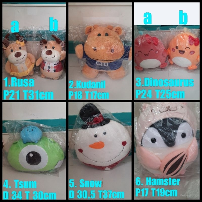 ORI NO SECOND Boneka Tsum Rusa Hipo Hamster Buah Dino Natal Miniso Toys Doll Boys Girl