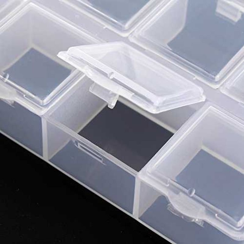 BERICHHA Kotak Perhiasan Aksesoris Plastic Storage Jewelry Box 10 Grid