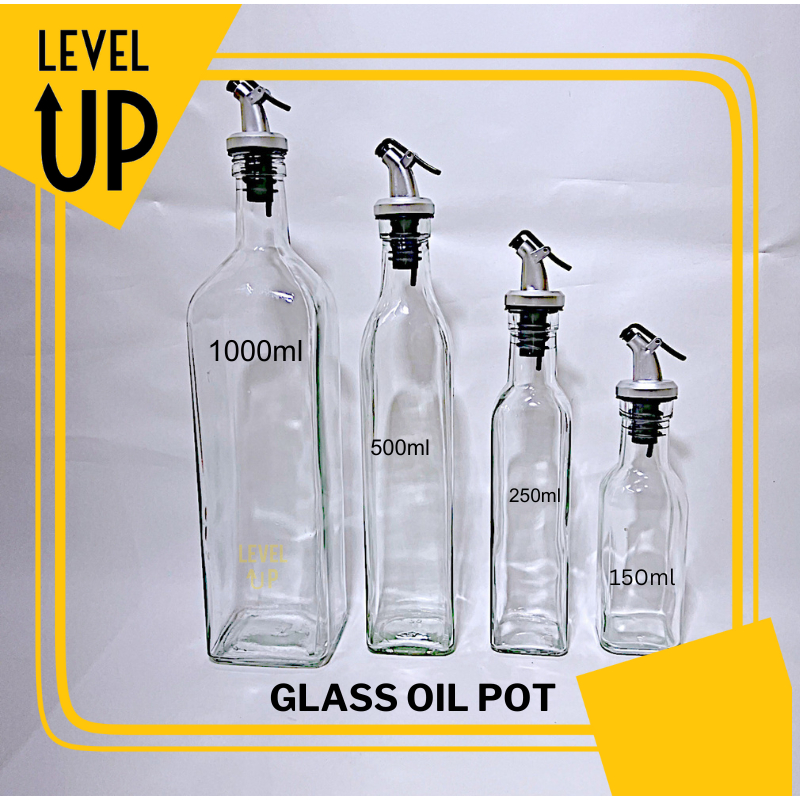 Tempat Botol Minyak Kaca/Botol Cuka / Botol Kecap / Glass Oil Control Pot Multifungsi / Oilpot Polos