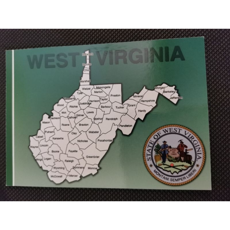 

kartu pos peta west virginia, amerika/map postcard