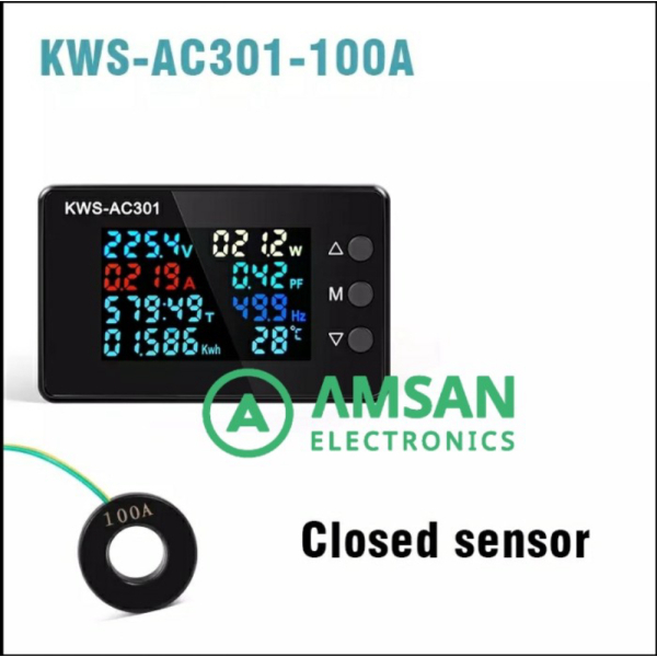 KWS AC301 8in1 Power Factor Frequency kWh Meter Wattmeter Voltmeter AC - AC301 100A CCT Diskon