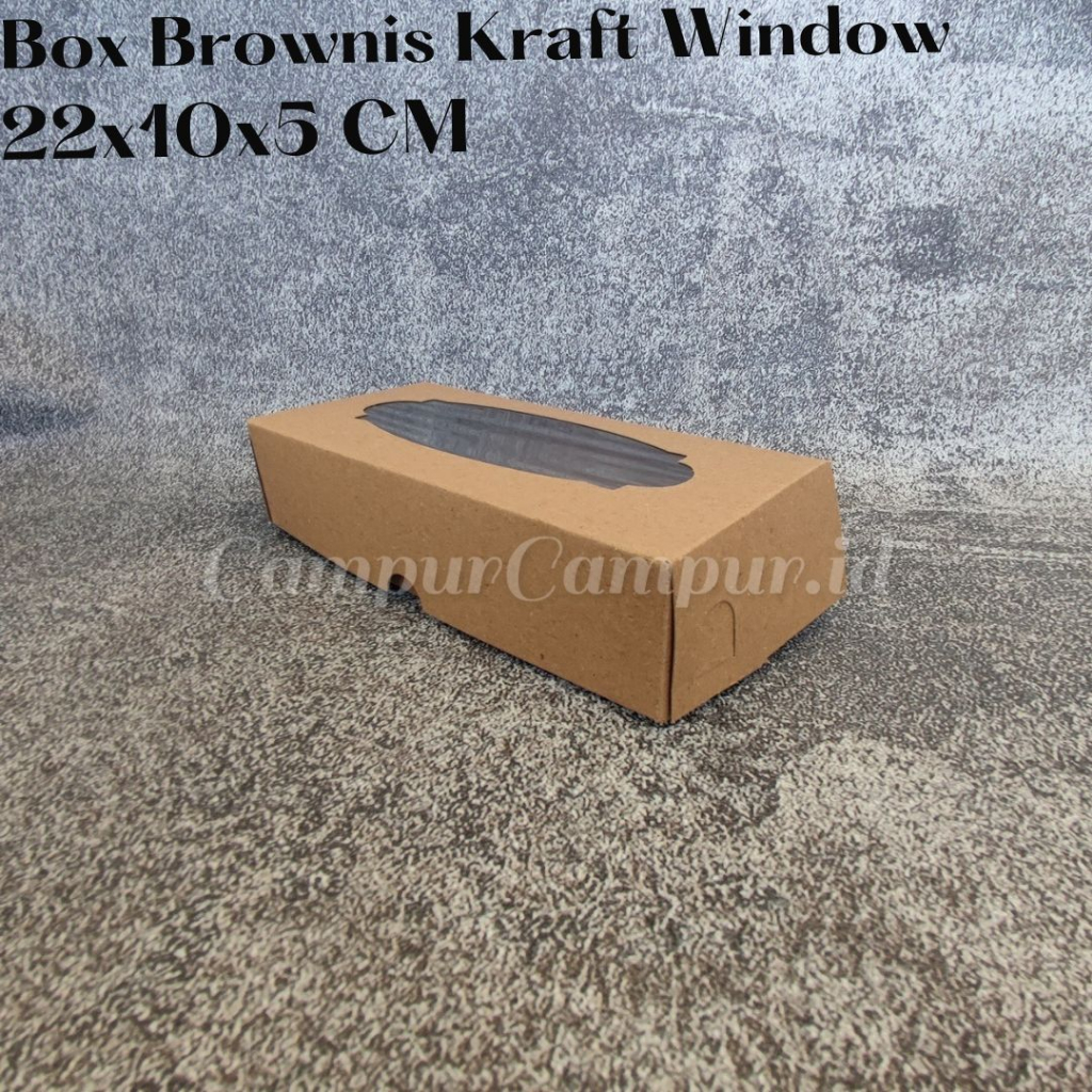 

Box Kraft Coklat Laminasi Jendela Window Mika 22x10x5 Untuk Kotak Kue bolu Brownis Roti Snack