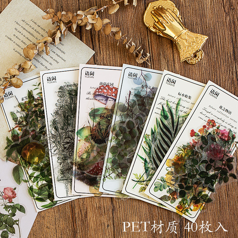 

L.P 40 Pcs Stiker Flower and Berries DIY DECO Nature Plant Sticker for Jurnal Scrapbook Art PET