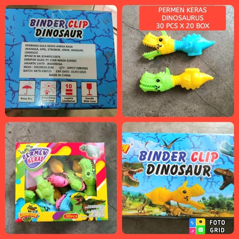 

Permen Cemilan Snack Binder Clip Klip Dino Dinosaurus Mainan Anak Murah (isi 30 pcs)
