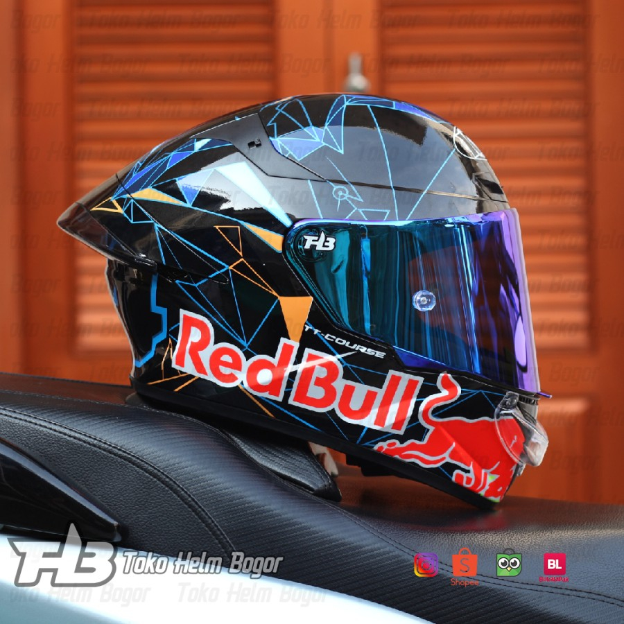 HELM KYT TT Course Pol Espargaro Qatar 2021 Black repaint visor BLUE spoiler 3D mouthpad CLEAR