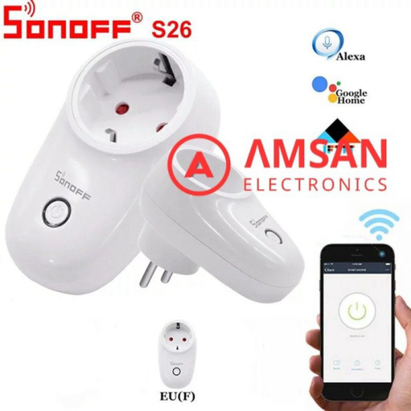 Sonoff S26 WiFi Smart Plug wifi stop kontak pintar timer wifi colokan Diskon