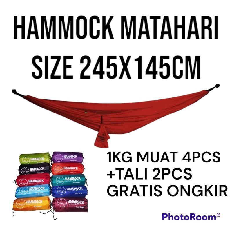 HAMMOCK MATAHARI OUTDOOR CAMPING SIZE 245x145CM + 2PCS TALI HAMMOCK /Hammock Tebal / Hammock Single 
