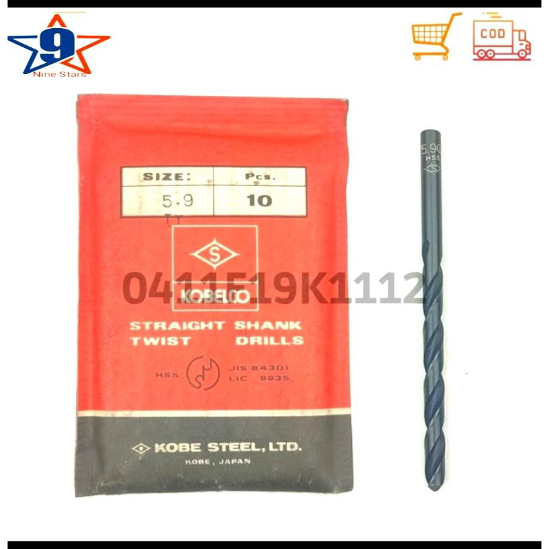 Mata bor 5.9mm kobelco  bor besi HSS bukan bor besi Carbide Nachi