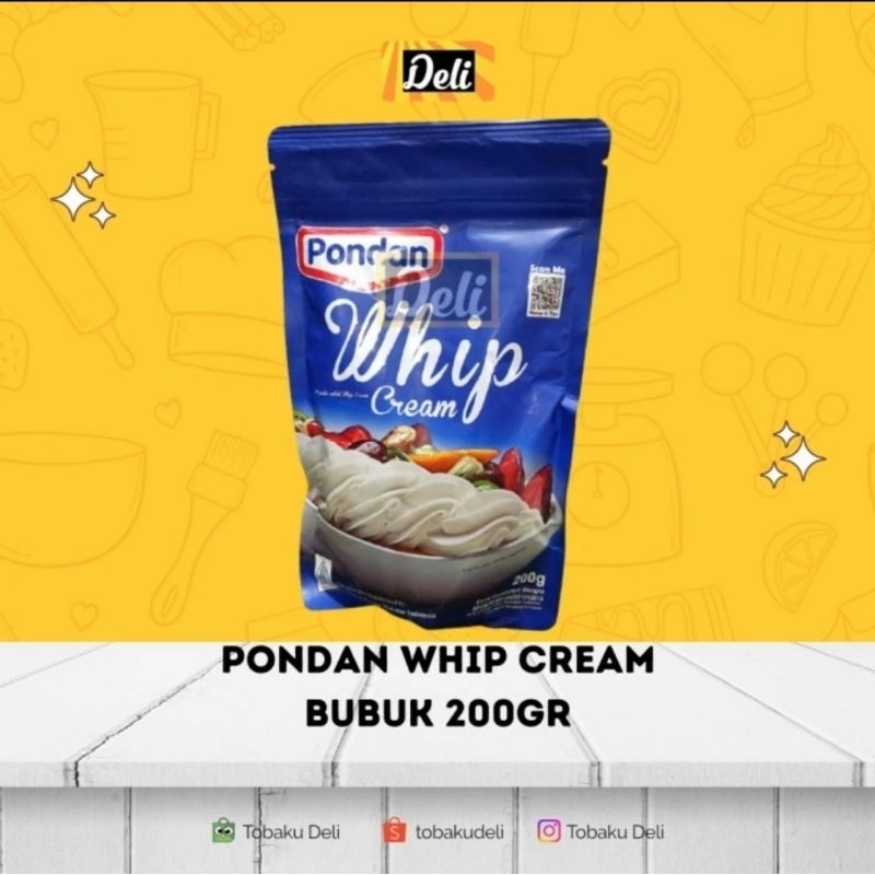 

Pondan Whip Cream Bubuk 200gr Pouch Tepung Premix Instan Whip Cream