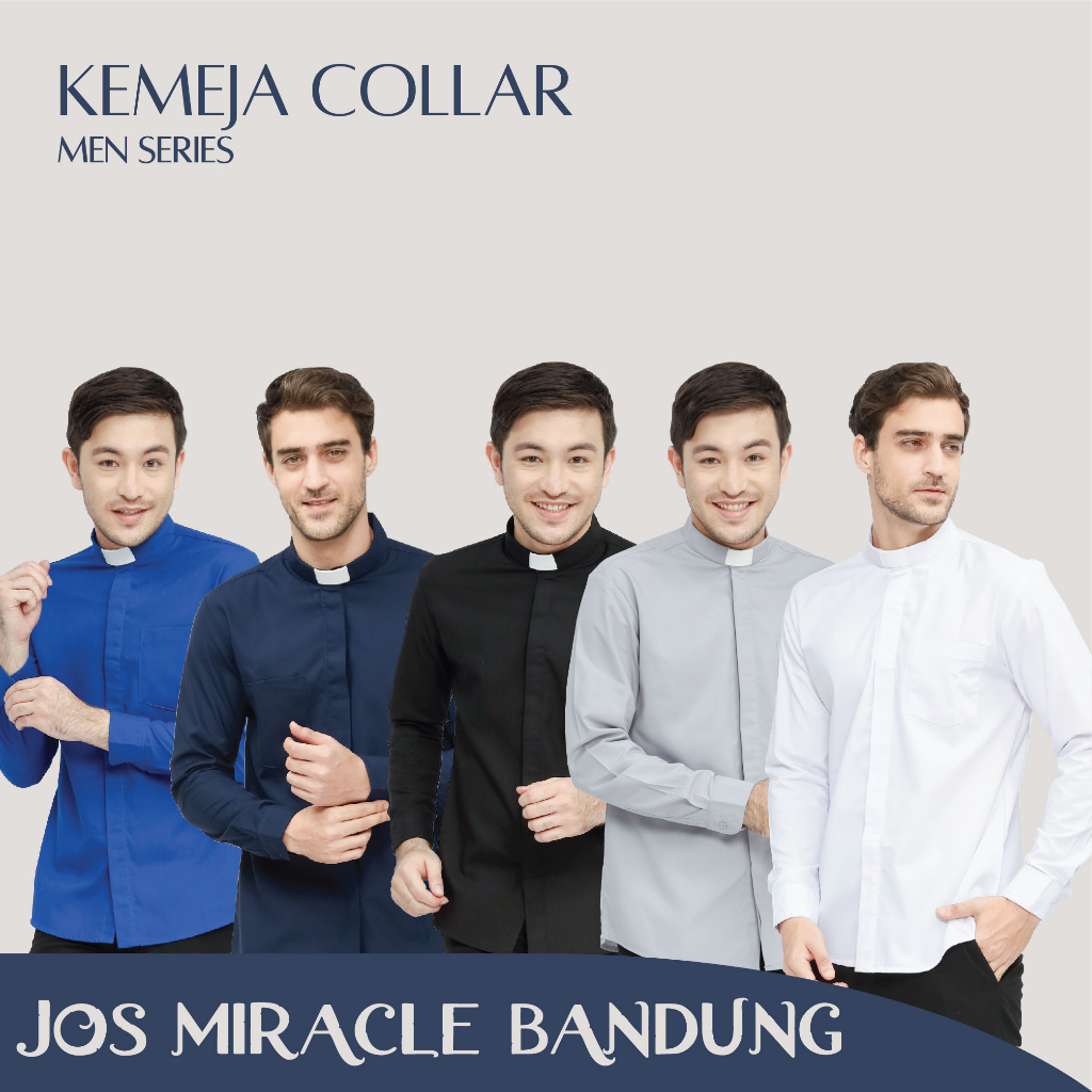Miracle - Pendeta Kemeja Collar - Panjang - Polos - Jos Miracle Bandung