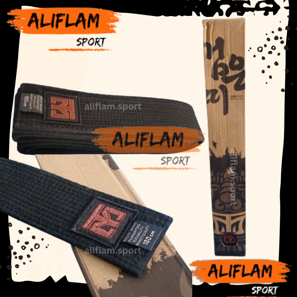 Black Belt MOOTO DO Sabuk Taekwondo Karate Jujitsu BJJ dan Beladiri Lainnya Sabuk TEBAL - ALIFLAM Sp
