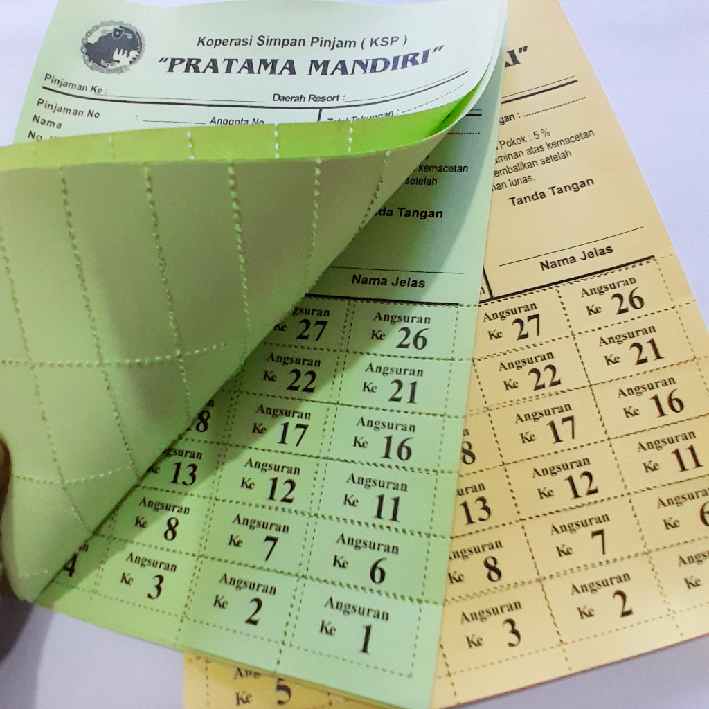 

KARTU ANGSURAN KOPERASI / CICILAN ANGSURAN ISI 100 PCS BAHAN HVS WARNA