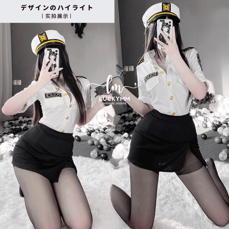 RB2 Luckymm Sexy Cosplay Police / Baju Sexy Wanita Set Cosplay Polisi / Set Wanita Cosplay 378