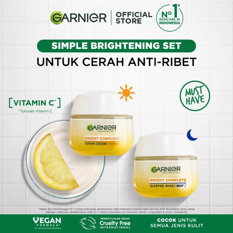 Garnier Day Cream Bright Complete  SPF 36 & Garnier Night Cream Bright Complete Sleeping Mask