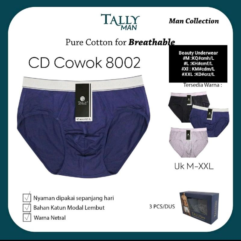 HARGA PER 1PCS - CD TALLY MAN 8002- CELANA DALAM PRIA TALLY 8002 TERMURAH TALLY CD CELANA DALAM COWO
