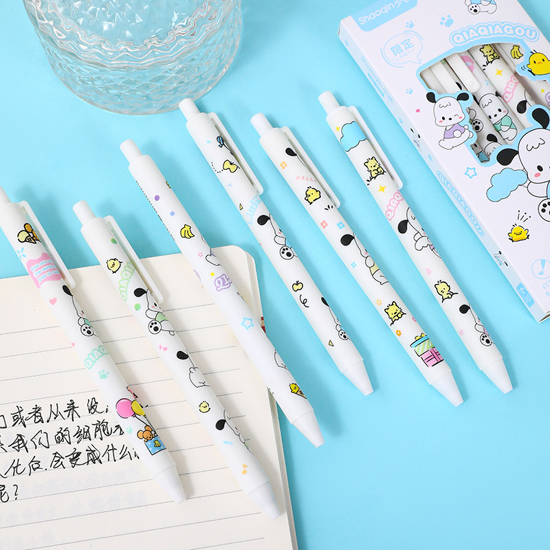 

1 SET 6 PCS PULPEN GEL MEKANIK MOTIF SANRIO KARAKTER POCHACCO PUPPIES LUCU ATK