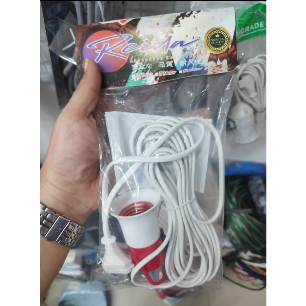 FITTING GANTUNG + SAKLAR GANTUNG + KABEL 5 METER MERK REIDA