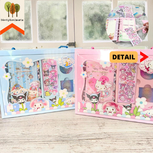 

Paket Jurnal 7 in 1 Sticker Sanrio TZLH-S001 Tersedia 2 Warna Biru dan Pink