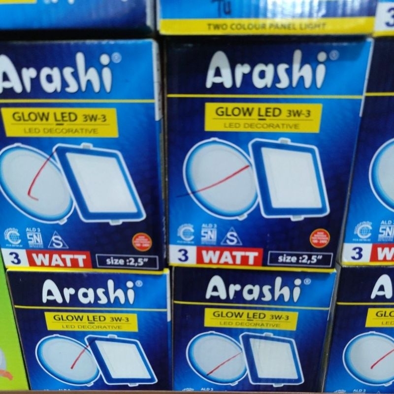 lampu downlight LED plafon 2 warna 3+3watt inbow putih biru