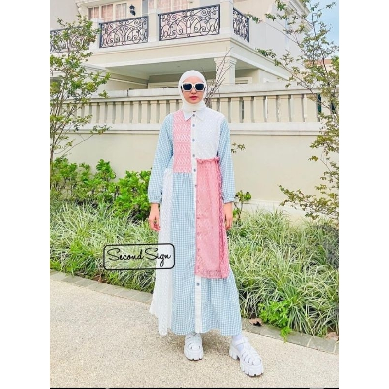 YAQUEENA dress SECOND SIGN,dress brukat,gamis cantik,gamis dewasa,gamis warna pink,black,green,mocca