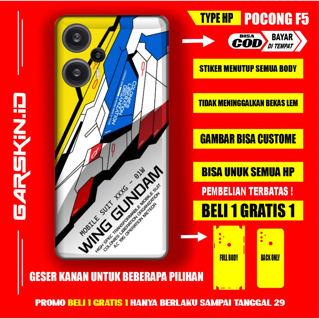 GARSKIN POCO F5  AKSESORIS CASING PELINDUNG HP POCO ORIGINAL GRASKIN  POCO F5 FULLBODY SKIN PROTEC D