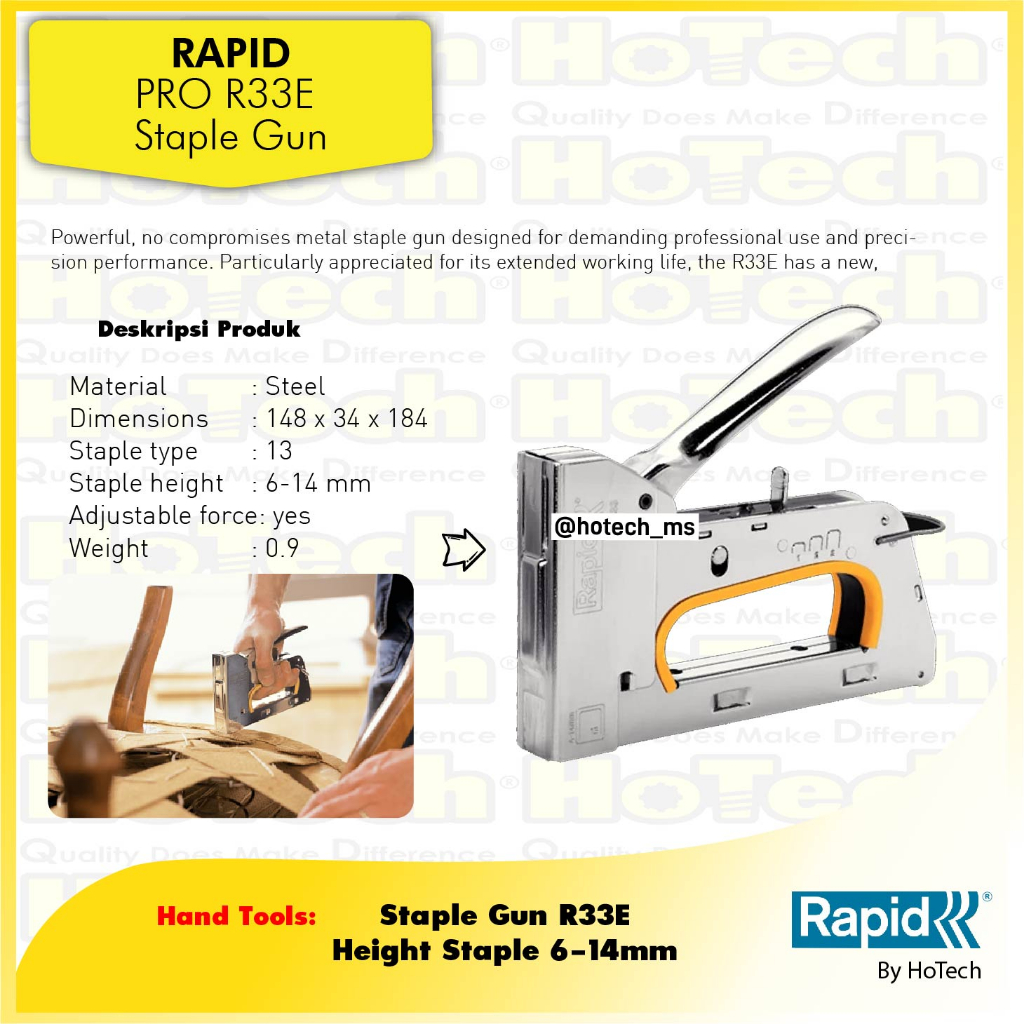 

RAPID Staple Gun R33 Wintag | Rapid Asli - Interior, Jok, Sofa | Rapid Staples Gun R33 ORIGINAL - Made in Sweeden
