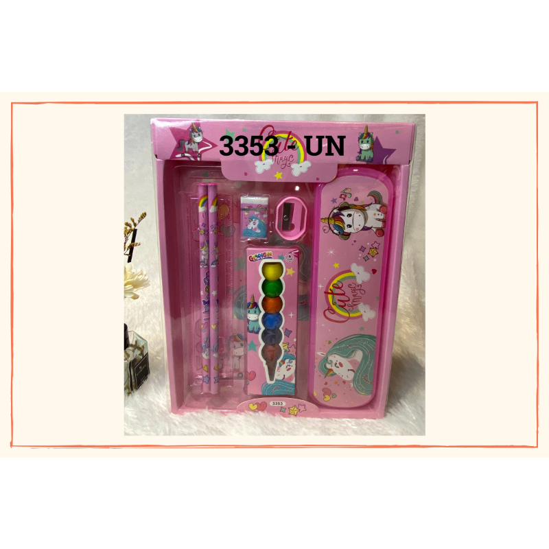 

D3W! STUDYSET PERLENGKAPAN ALAT TULIS SEKOLAH ANAK LUCU STUDY SET PENSIL CASE + CRAYON MOTIF 3353