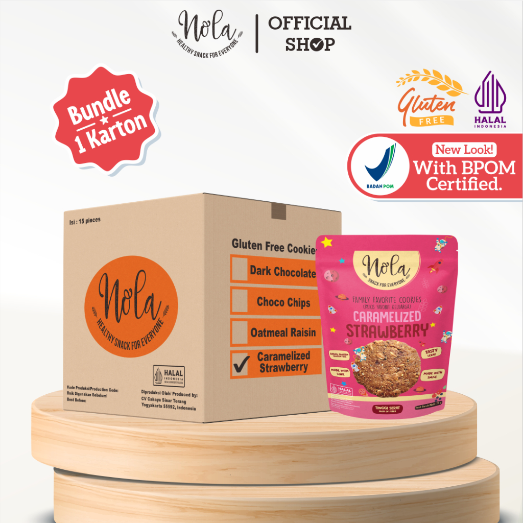 

Paket Nola Gluten Free Caramelized Strawberry Cookies 1 Box Isi 15 Pcs