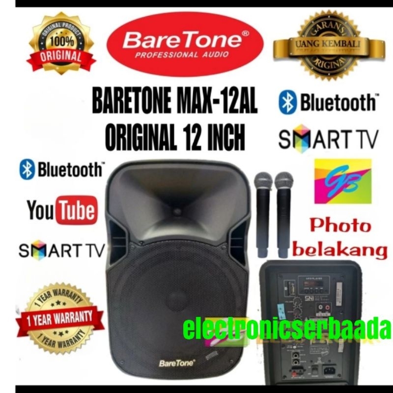 PORTABLE SPEAKER BARETONE MAX 12AL KOMPLIT SPEAKER BLUTOOTH KARAOKE BARETONE