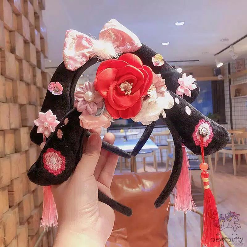 BANDO ANAK ANAK EDISI IMLEK CNY PUTRI HUAN ZHU PRINCESS CUTE LUCU ASESORIS RAMBUT ANAK BENTUK WIG CE