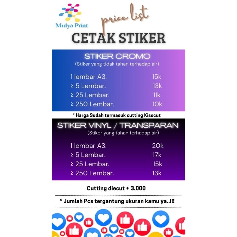 

Custom Print Stiker Cromo, Vinyl/Transparan (per 1 lembar)