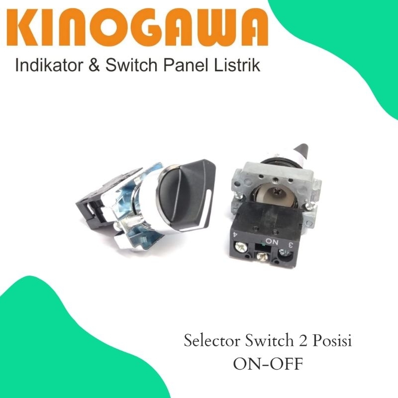 KINOGAWA Selector Switch 22mm 2 posisi . Saklar Putar Selector Ohm Saklar Panel Mesin Otomatis