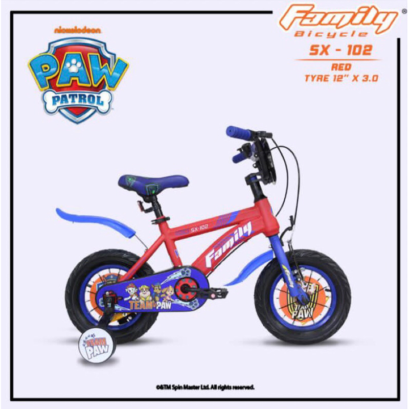 Sepeda Anak Paw Patrol BMX Family 12 inch SX 102 Team Paw