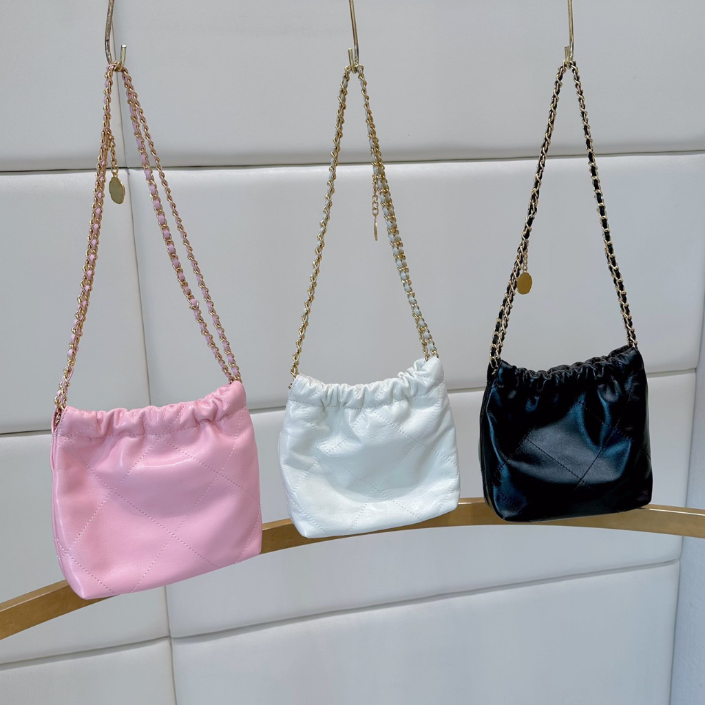 [READY STOCK] MINI SHOPPING TOTE CHAIN MAGNET POUCH PU COW GENUINE LEATHER KULIT SINTETIS SAPI ASLI 