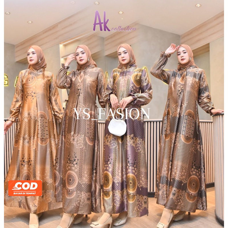 Selfy Dress | Gamis Semi Sutra / Gamis Motif Terbaru 2022 | Gamis Maksmara Silk Premium